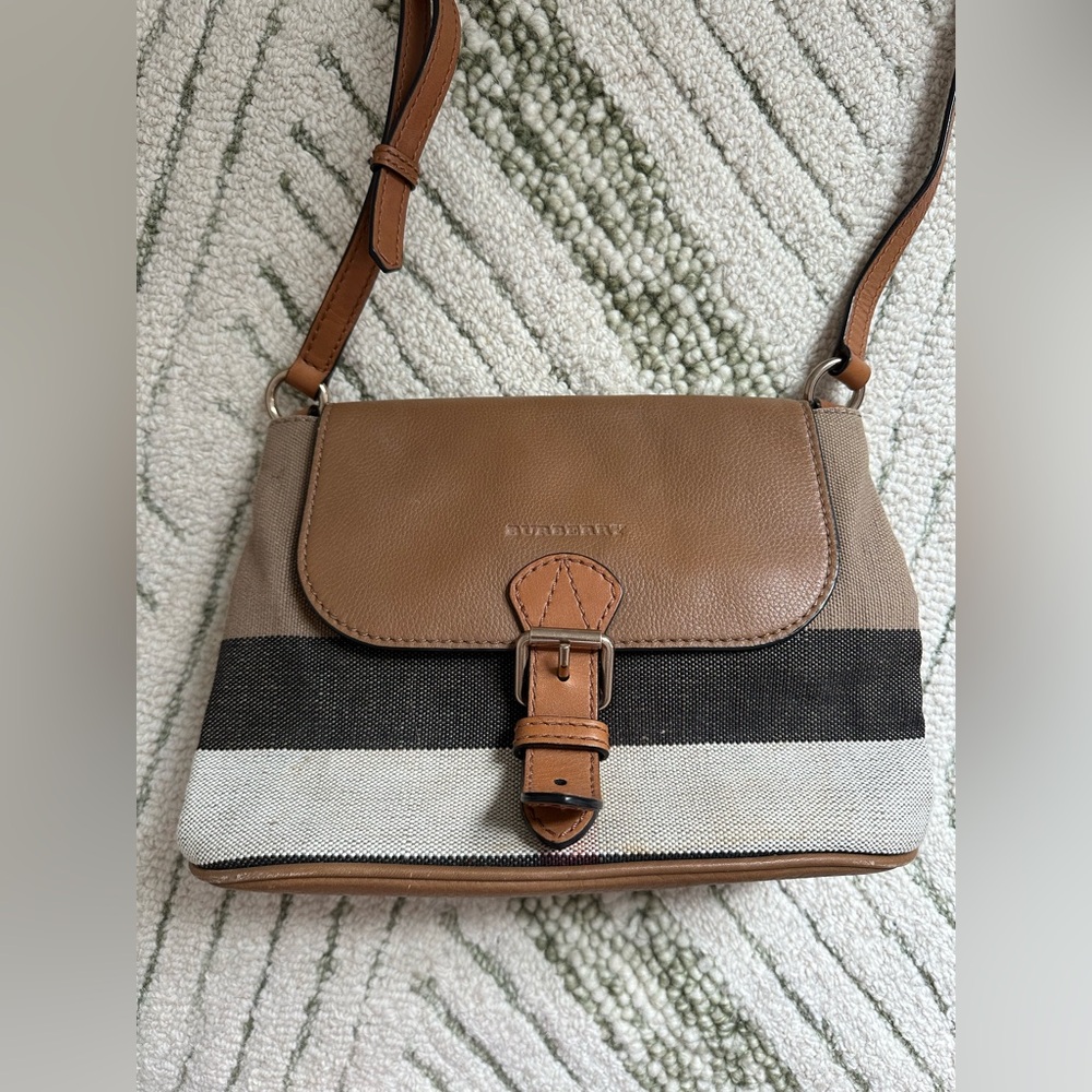 Burberry Tan and Black Crossbody Bag with Adjustable Strap
